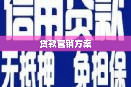 临夏贷款营销方案