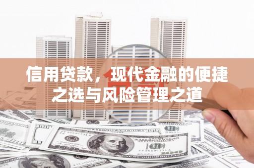 临夏信用贷款，现代金融的便捷之选与风险管理之道