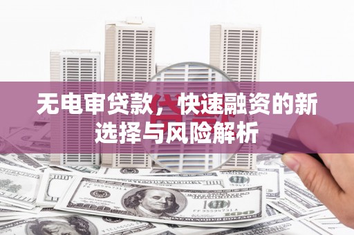 临夏无电审贷款，快速融资的新选择与风险解析